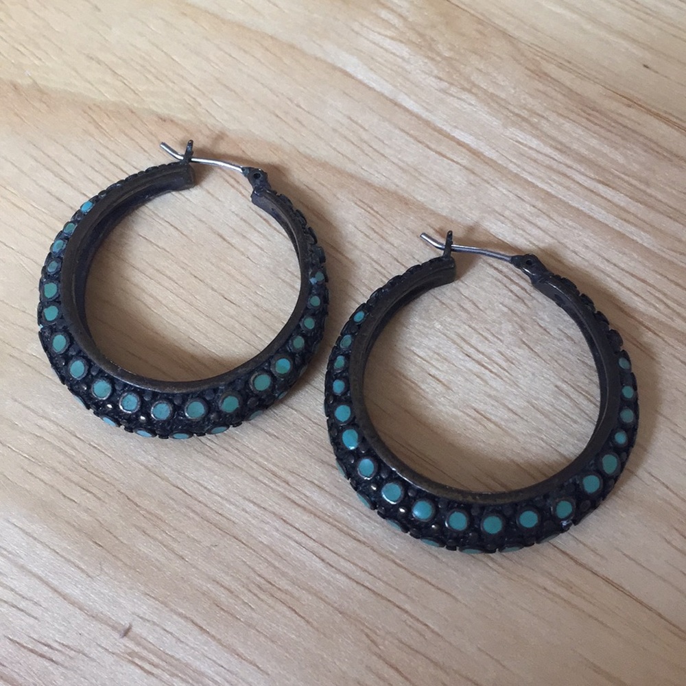 Lucky brand turquoise hoop earrings